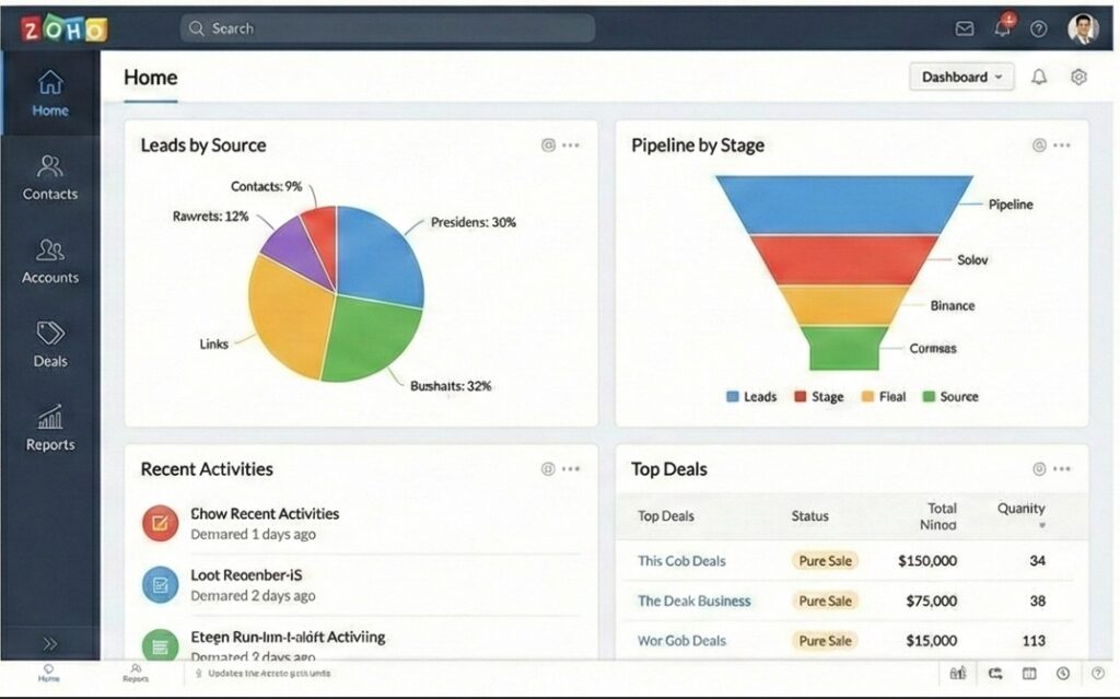 Zoho CRM dashboard interface